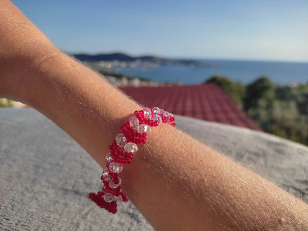 Red Heart Bracelet on a hand